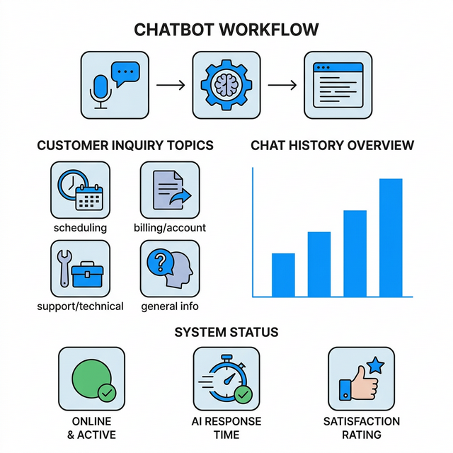 An isometric visual representation of an interconnected AI Chatbot managing leads and funneling customers into a business workflow.