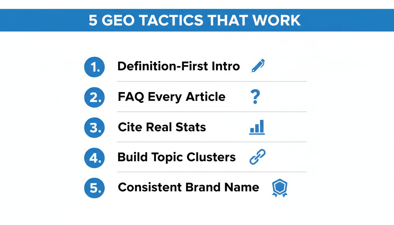 GEO optimization tactics checklist